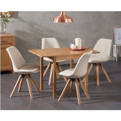 Oxford 70cm Solid Oak Extending Dining Table with Ophelia Fabric Square Leg Chairs