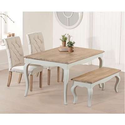 Parisian 130cm Shabby Chic Dining Table with Candice Chairs and Bench