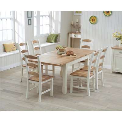 Somerset 130cm Oak and Cream Extending Dining Table with Chairs