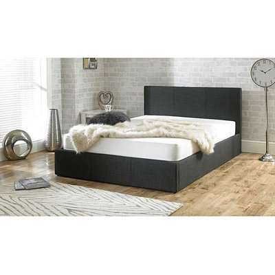 Sterling Charcoal Fabric Ottoman Super King Size Bed