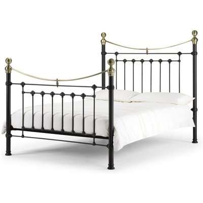 Victoria Satin Black & Brass Double Bed