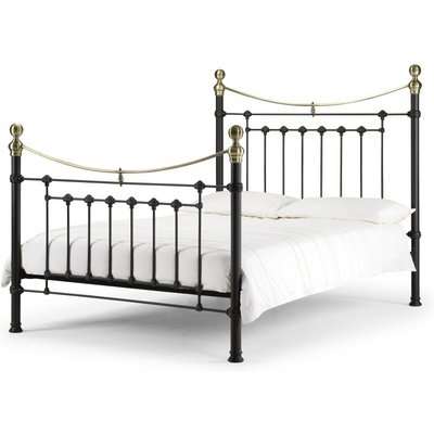 Victoria Satin Black & Brass King Size Bed