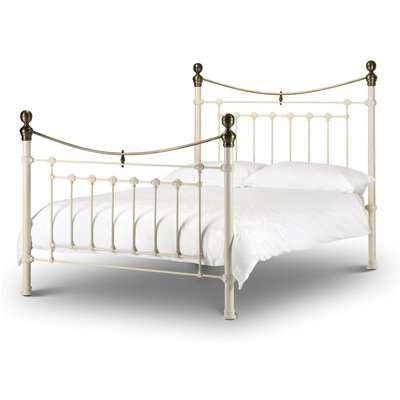 Victoria Stone White & Brass Double Bed