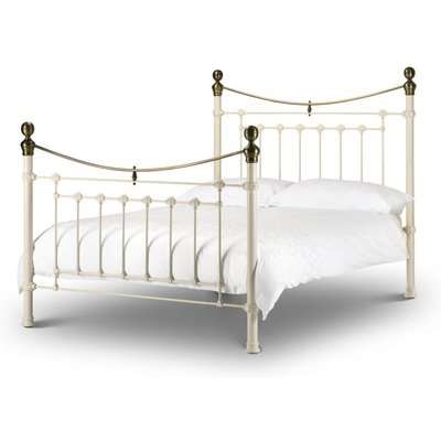 Victoria Stone White & Brass King Size Bed