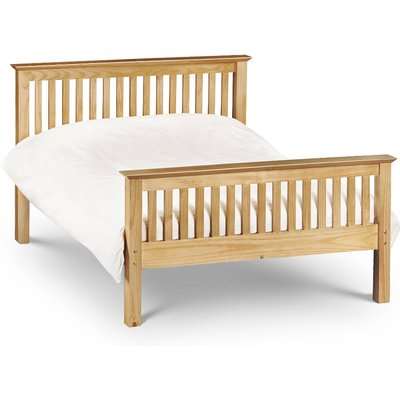 Barcelona High Foot End Antique Solid Pine Wooden Bed Frame - 4ft6 Double