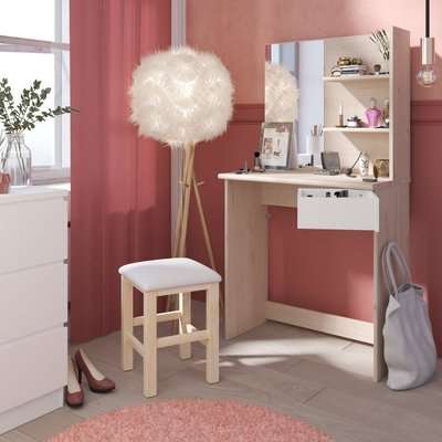 Beauty Bar Compact Dressing Table Oak and White