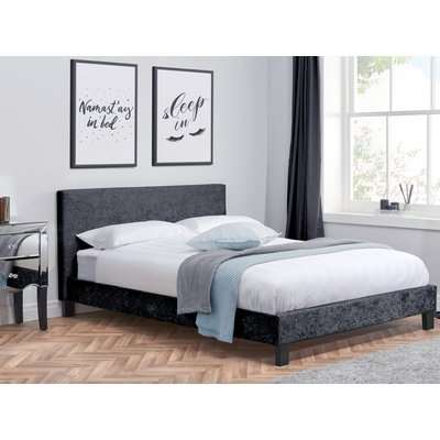 Berlin Black Crushed Velvet Fabric Bed - 4ft Small Double
