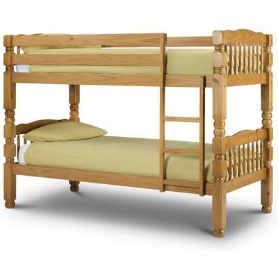 Chunky Antique Solid Pine Wooden Bunk Bed Frame - 3ft Single