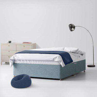 Classic Duck Egg Blue Fabric Ottoman Divan Bed - 2ft6 Small Single