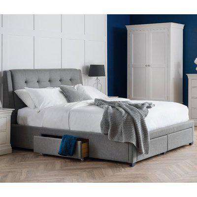 Fullerton Grey Fabric 4 Drawer Storage Bed Frame Only - 4ft6 Double