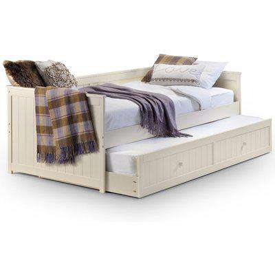 Jessica Stone White Wooden Guest Bed Frame and Trundle - 3ft Single