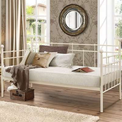 Lyon Cream Metal Guest Day Bed Frame - 3ft Single