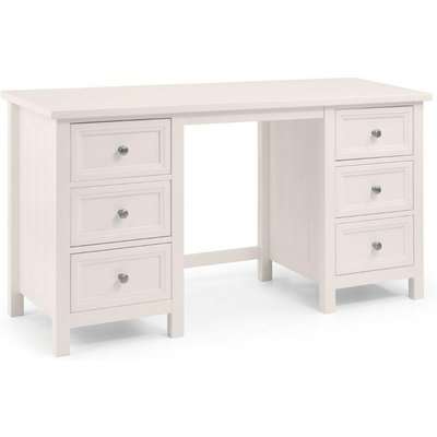 Maine White Wooden Double Pedestal Dressing Table