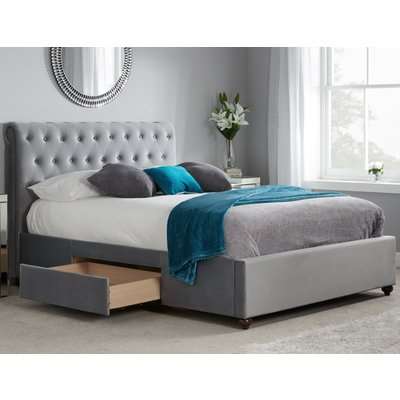 Marlow Grey Velvet Fabric 2 Drawer Storage Bed - 5ft King Size