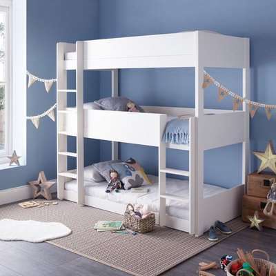 Snowdon White Wooden Triple Sleeper Bunk Bed Frame Only - 3ft Single
