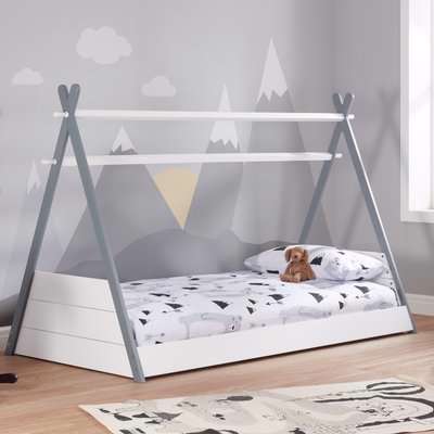 Teepee White and Grey Wooden Bed Frame - 3ft Single