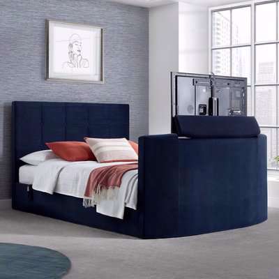 Thornberry Black Leather Electric TV Bed - 4ft6 Double
