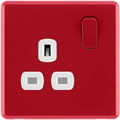 Arlec Rocker 13A 1 Gang Cherry Red Single switched socket