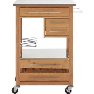 Bamboo Kitchen Trolley with 4 Drawers