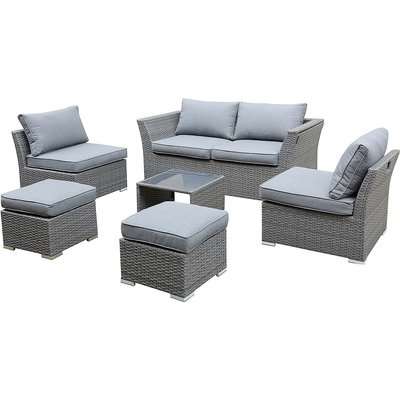 Bambrick 6 Seater Grey Rattan Garden Sofa Set