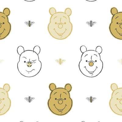 Bee Winnie the Pooh Kids Embossed Metallic Multi Coloured Wallpaper