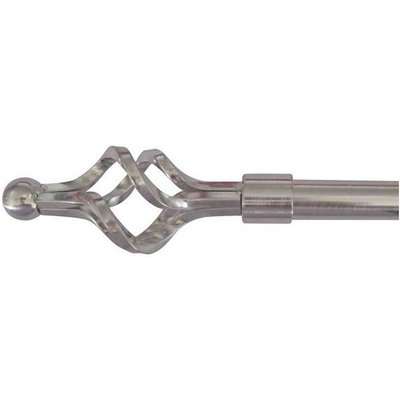 Extendable Cage Finial Curtain Pole - Brushed Chrome - 1.2-2.1m