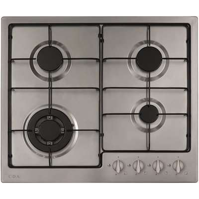 CDA HG6251SS 4 Burner Gas Hob with Front Controls and Wok Burner - 60cm - Stainless Steel