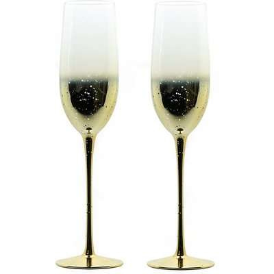 Champagne Flutes - Set of 2 - Champagne Gold