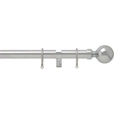 Chrome 28mm Fixed Curtain Pole With Ball 1.2m