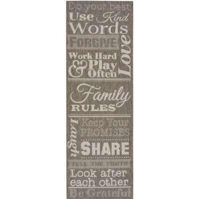 County Family Rules Taupe Rug - 67 x 200cm