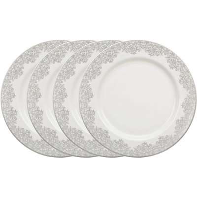 Denby Monsoon Filigree Silver Salad Plates - 4 Piece Set