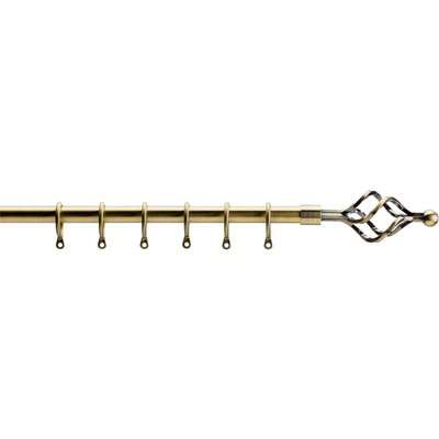 Extendable Cage Finial Curtain Pole - Antique Brass - 1.2-2.1m (16/19mm)