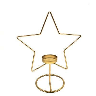 Gold Wire Star Candle Holder