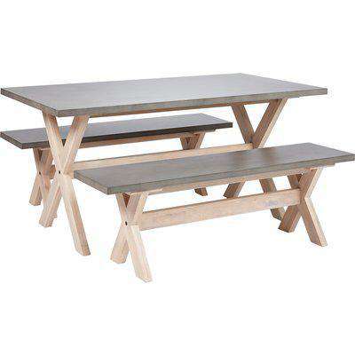 House Beautiful Carly Concrete Dining Table and 2 Benches