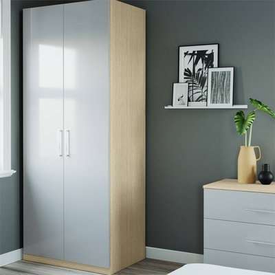 Fitted Bedroom Slab Double Wardrobe - Grey
