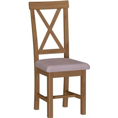 Newlyn Upholstered Cross Back Dining Chair - Set of 2 - Oak