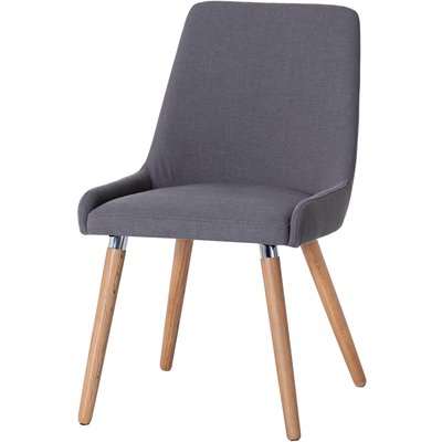 Retro Style Fabric Dining Chair - Set of 2 - Grey