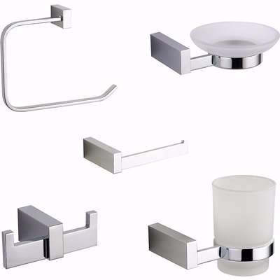 Square 5 piece Piece Wall Mounted Bathroom Accessories Set