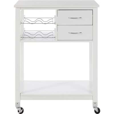 White Veneer Finish Kitchen Trolley with Drawer