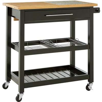 Wide Kitchen Trolley with Granite Top