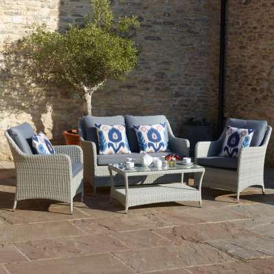 Bramblecrest Tetbury 2-Seat Sofa Set With 2 Sofa Chairs &amp; Tree Free Top Coffee Table - Cloud