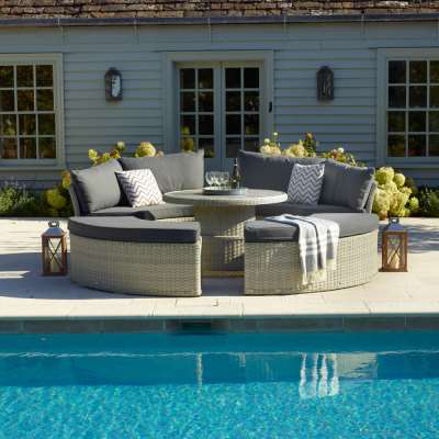 Bramblecrest Monterey Large Dining Daybed Set with Round Adjustable Table - Dove Grey