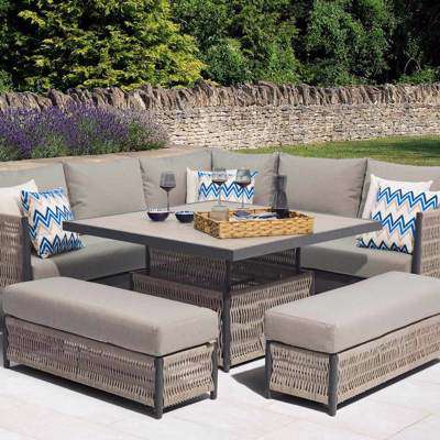 Bramblecrest Mauritius Square Sofa Set with Adjustable Casual Dining Table