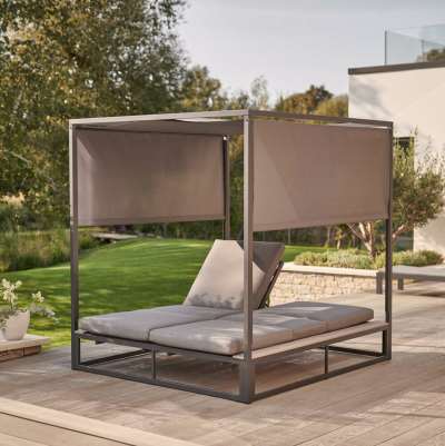 Kettler Elba Garden Daybed With Canopy - Pewter Grey