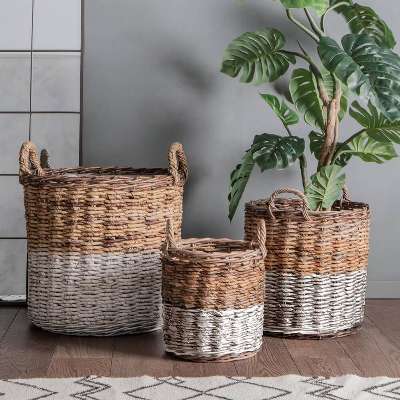 Rustica Tube Baskets White and Natural (Set of 3)