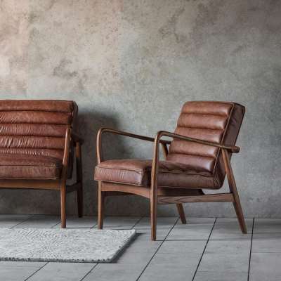 Leather Armchair Antique Brown