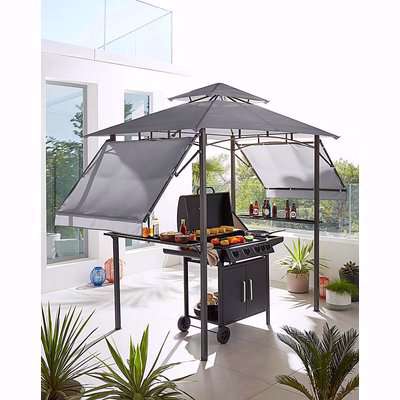 BBQ Gazebo with Side Tables and Eaves