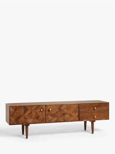 John Lewis & Partners + Swoon Franklin TV Stand for TVs up to 66, Brown