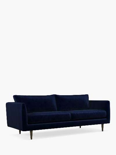 John Lewis & Partners + Swoon Latimer Large 3 Seater Sofa, Caspian Blue Velvet
