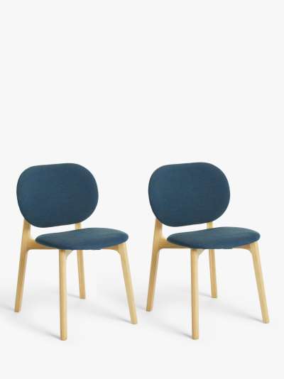 John Lewis & Partners Cape Upholstered Dining Chairs, Set of 2, Navy/Natural